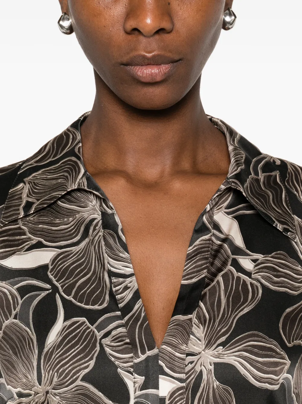 Marc O'polo Floral-print Midi Dress In Black