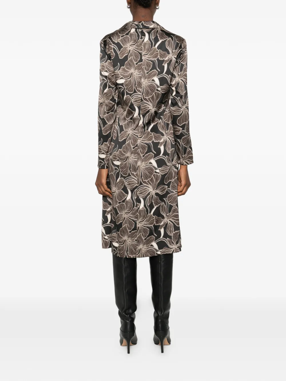 Marc O'polo Floral-print Midi Dress In Black