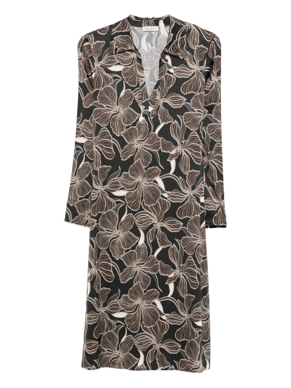 Marc O'polo Floral-print Midi Dress In Black