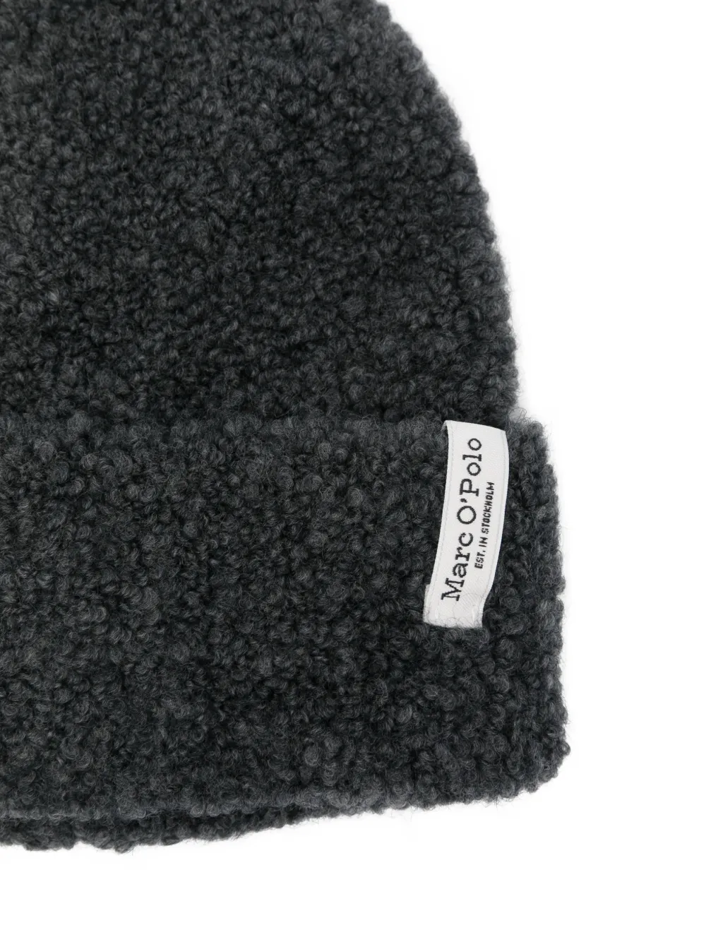 Marc O'polo Logo-patch Beanie Hat In Gray