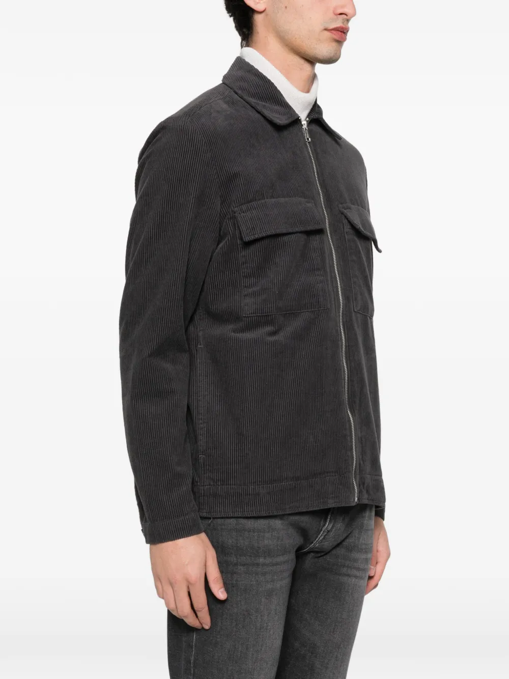 Marc O'polo Pocket Zip-up Overshirt In Black