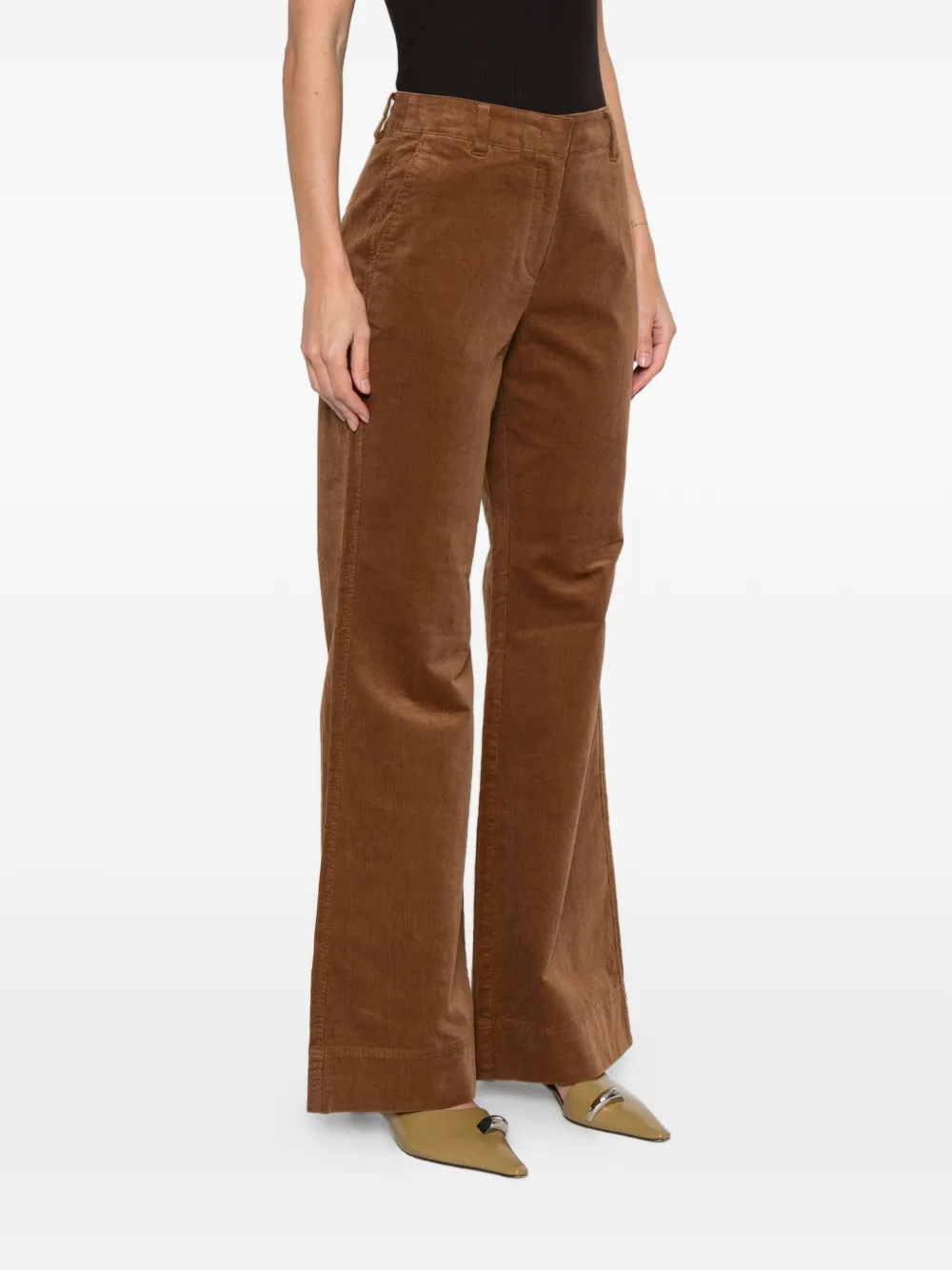 Marc O'Polo Flared broek met ribfluwelen textuur Bruin
