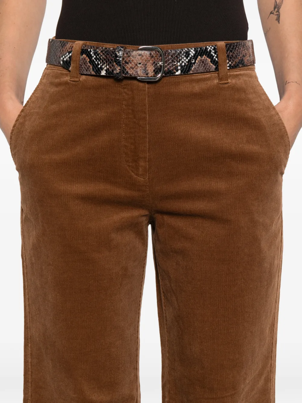 Marc O'Polo Flared broek met ribfluwelen textuur Bruin