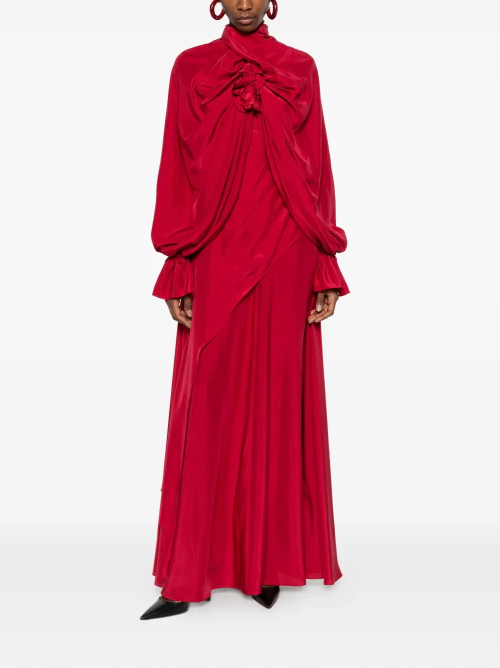 Alexander McQueen Maxi-jurk met ruches - Rood
