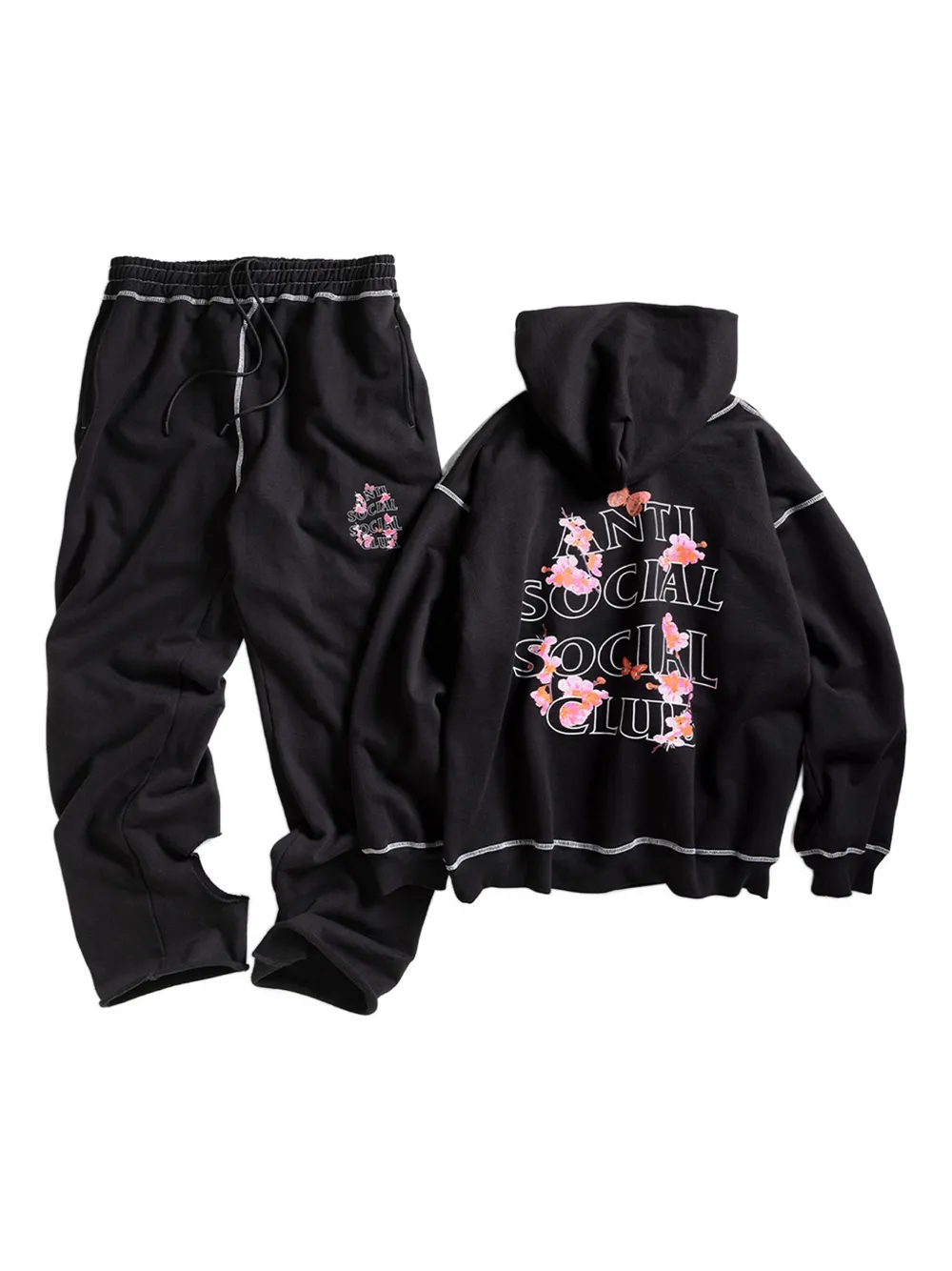 Anti Social Social Club Contrast-stitch Track Pants In Black