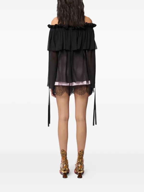 Nina Ricci boat-neck Silk Top | Black | FARFETCH