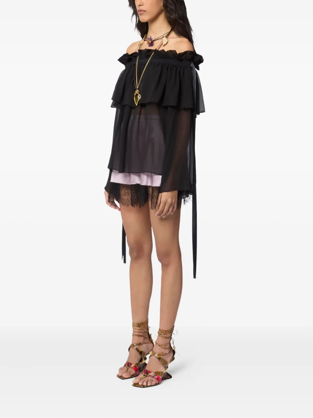 Nina Ricci Top met boothals - Zwart