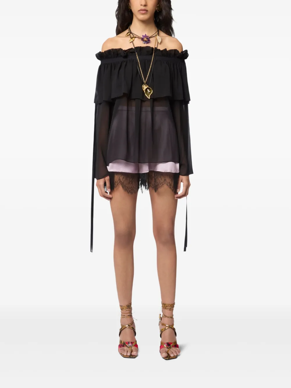 Nina Ricci Top con scollo a barca - Nero