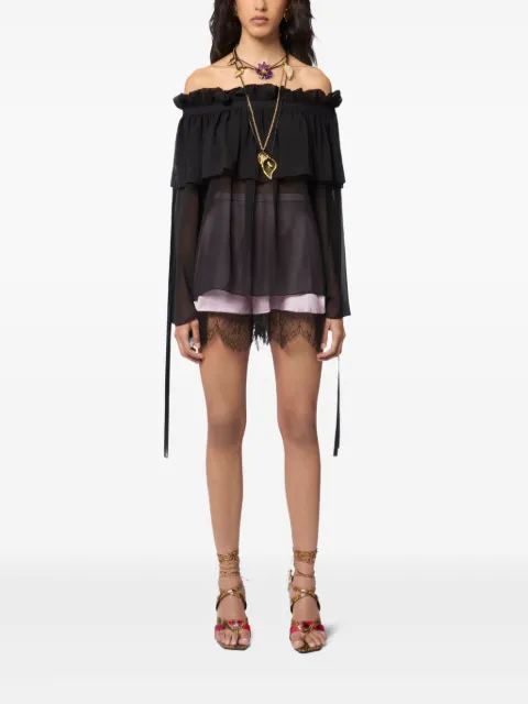 Nina Ricci top de seda con cuello barco