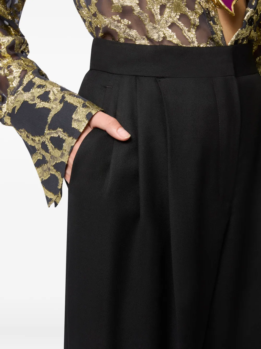 Nina Ricci Garbadine wollen broek met plooien Zwart