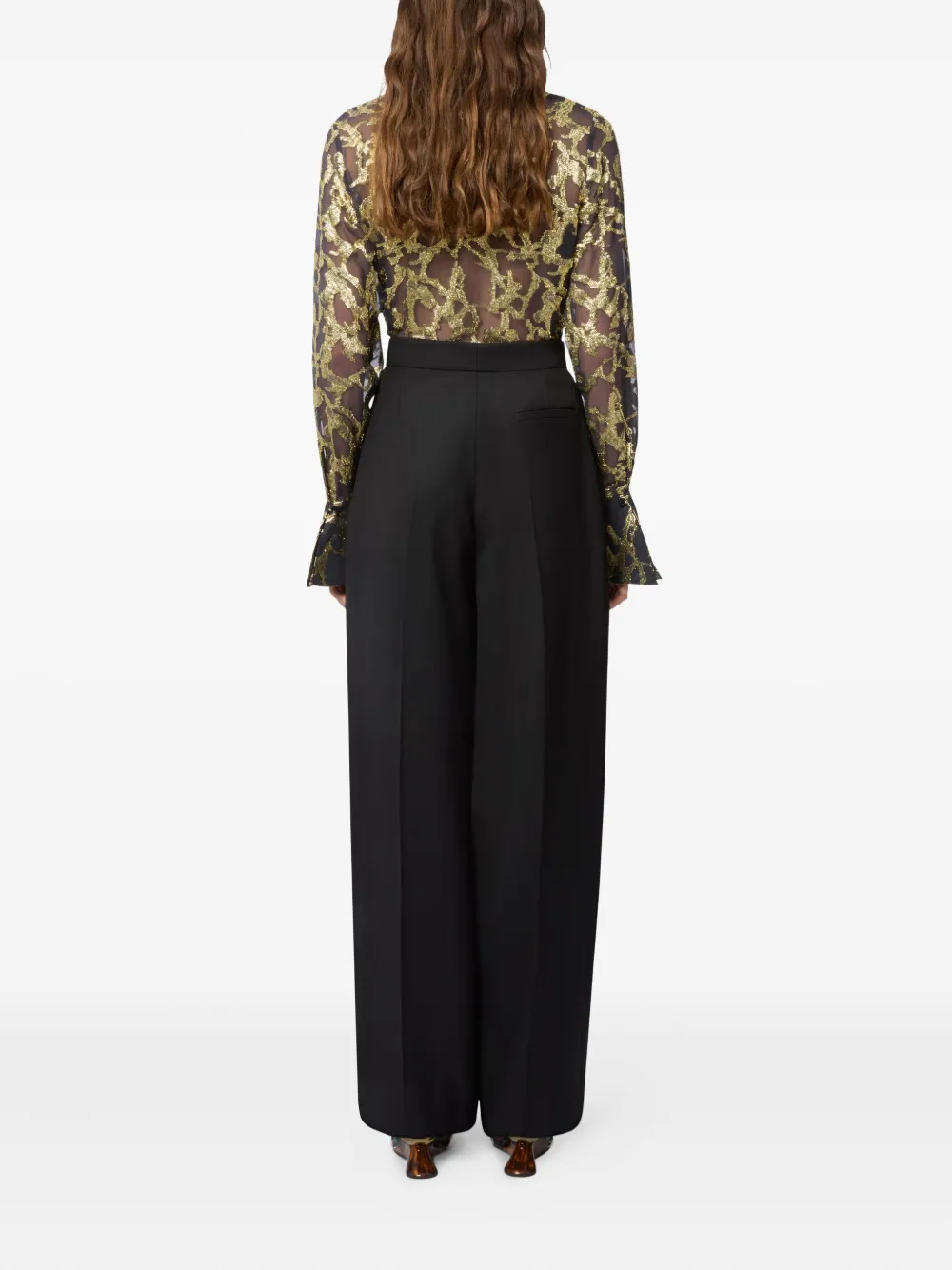 Nina Ricci Garbadine wollen broek met plooien Zwart