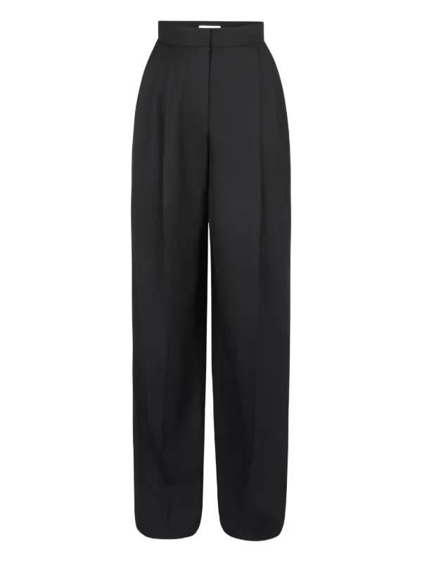 Nina Ricci Pleated-motif Wool Gabardine Trousers in Black