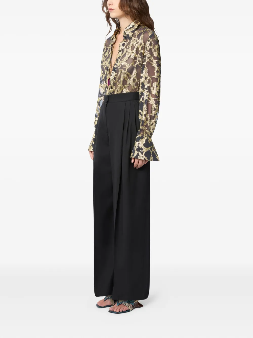 Nina Ricci Garbadine wollen broek met plooien Zwart