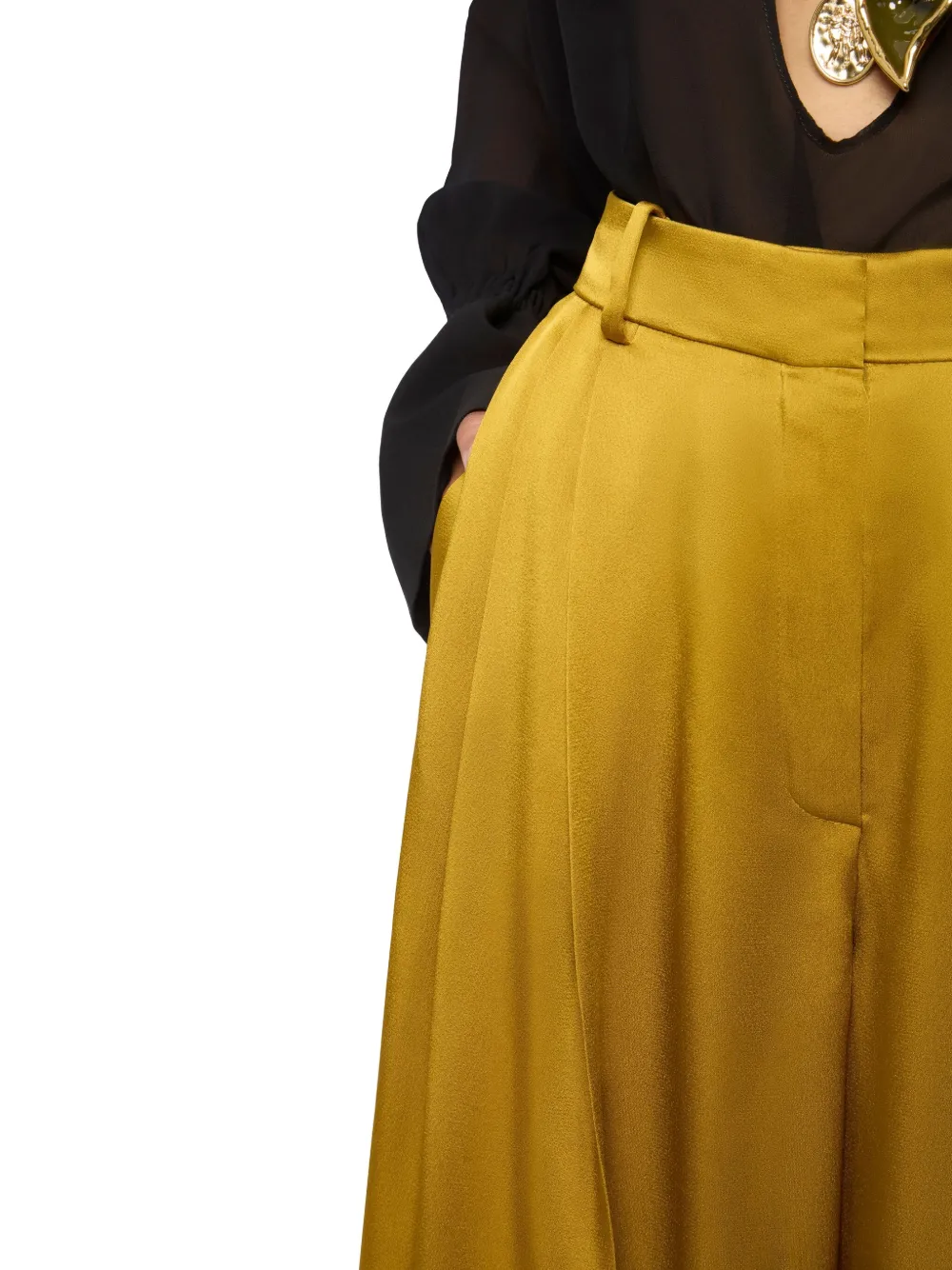 Nina Ricci Satijnen straight broek Geel