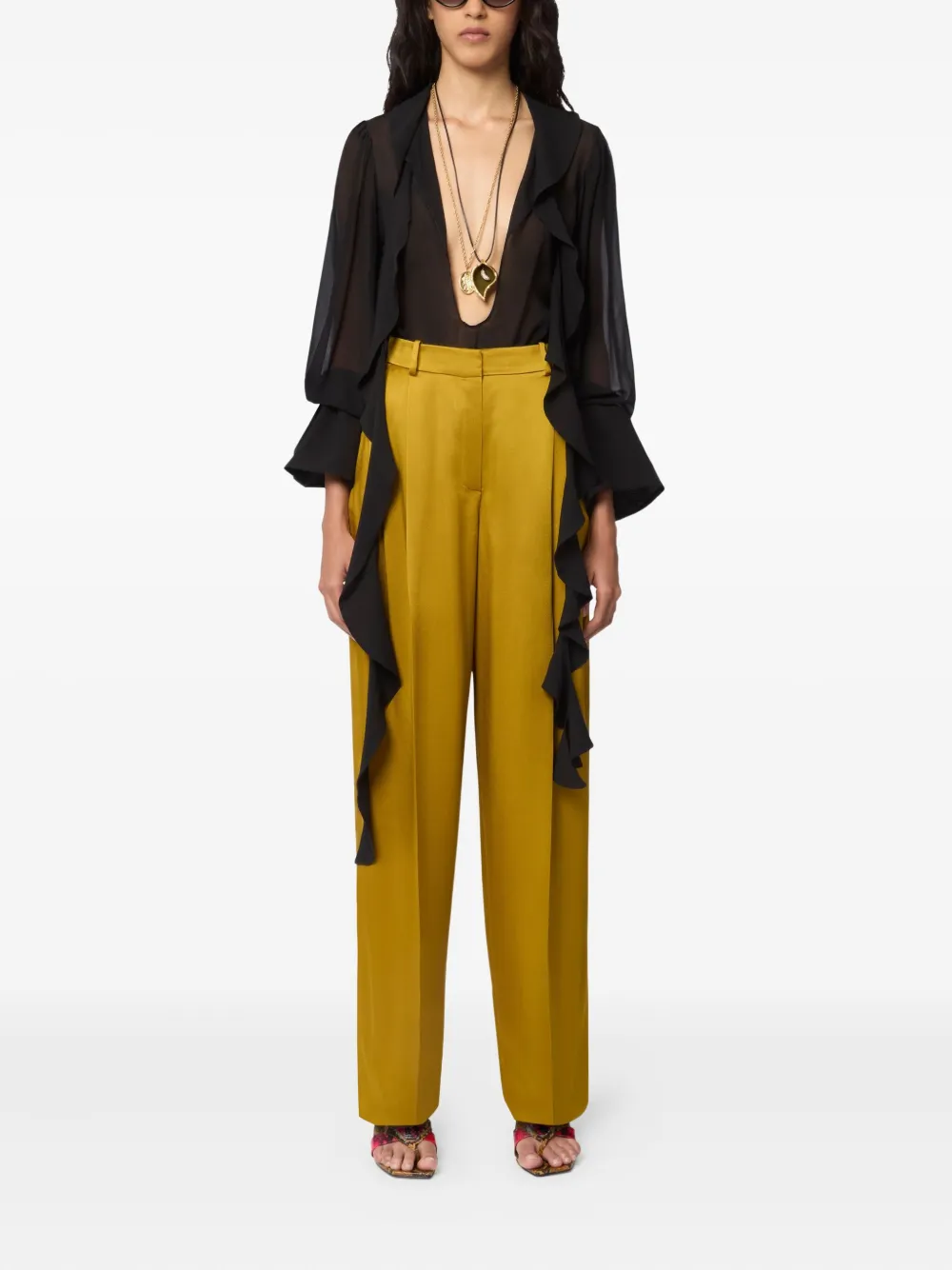 Nina Ricci Satijnen straight broek - Geel