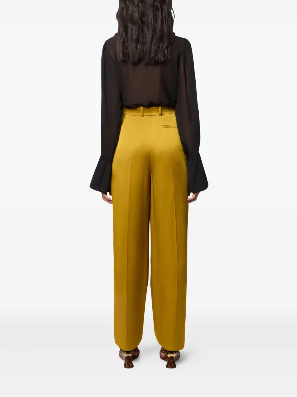 Nina Ricci Satijnen straight broek Geel