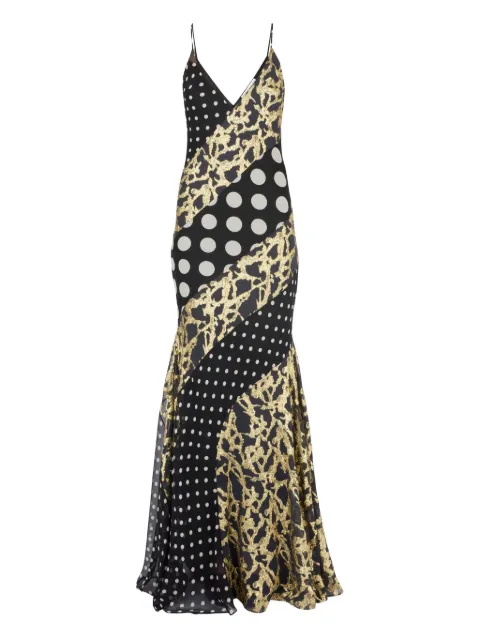 Nina Ricci polka dot-pattern marbled silk maxi dress