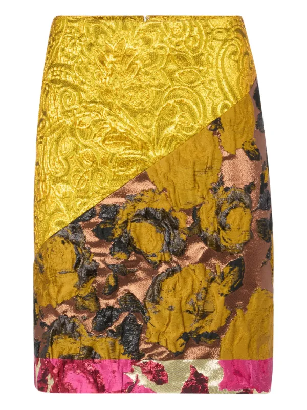 Nina Ricci Jacquard-effect Midi Skirt in Gold