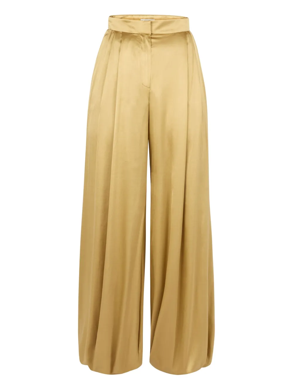 Nina Ricci Pleated-effect Satin Palazzo Pants In Gold