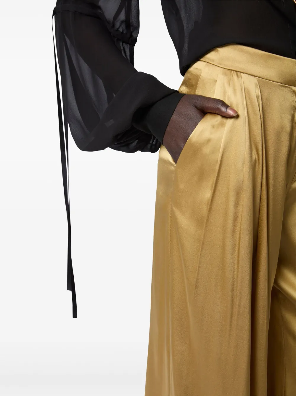 Nina Ricci Pleated-effect Satin Palazzo Pants In Gold