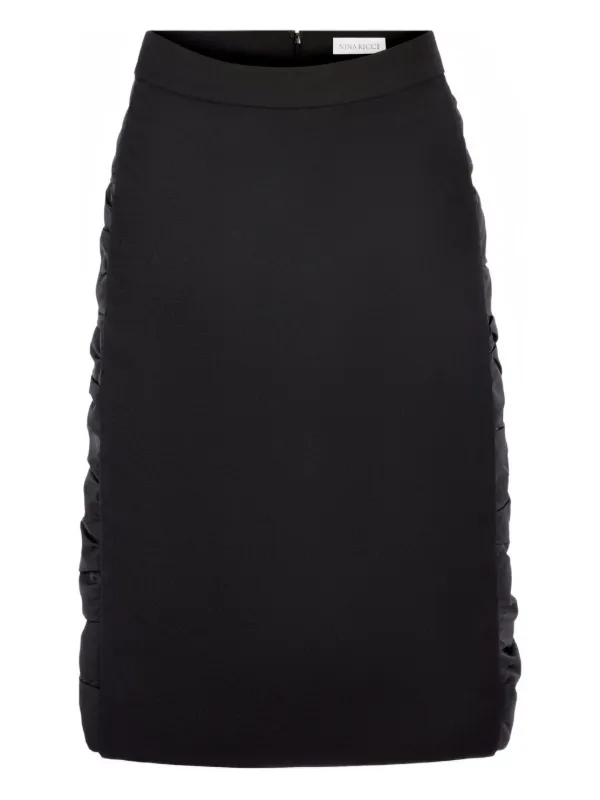 Nina Ricci Ruched-effect Wool Midi Skirt in Black