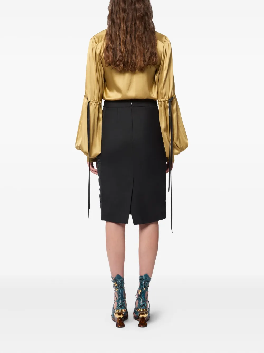 Nina Ricci Wollen midi-rok met ruches Zwart