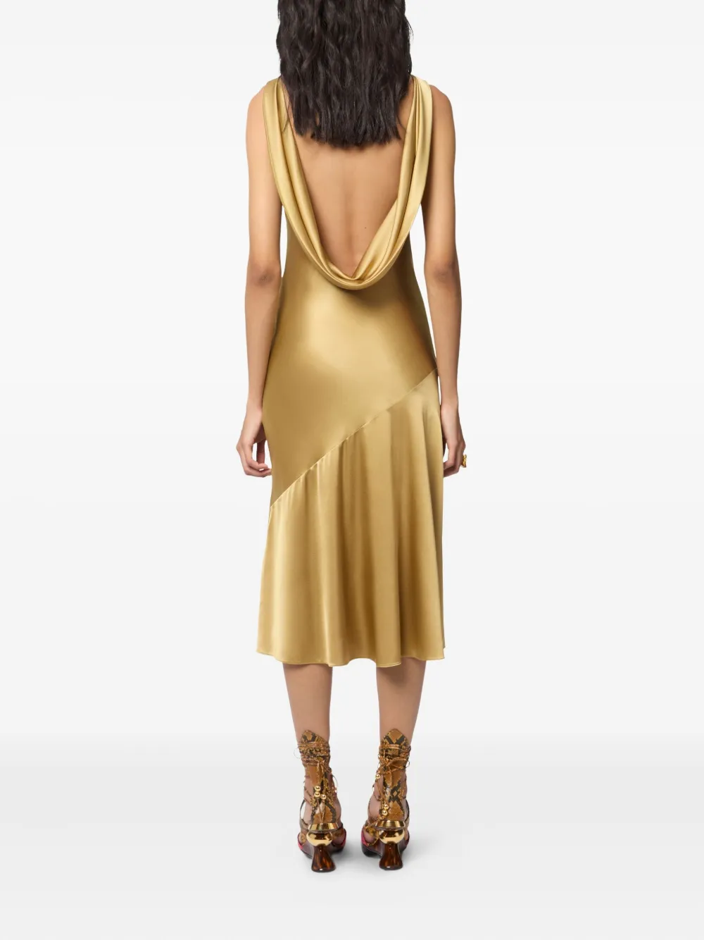 Nina Ricci Midi-jurk met open rug Geel