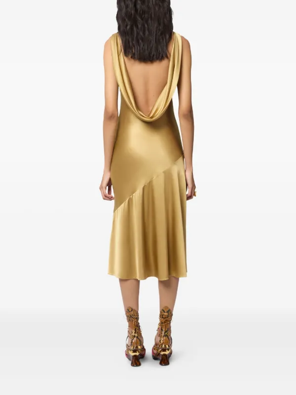 nina ricci backless dress open-back Midi | Yellow enhanced by a softly cf-color-light-blue Floral Print Maxi Dress Women's size:4