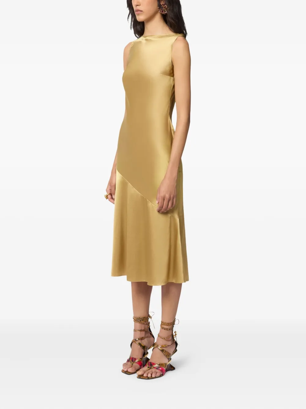 Nina Ricci Midi-jurk met open rug Geel