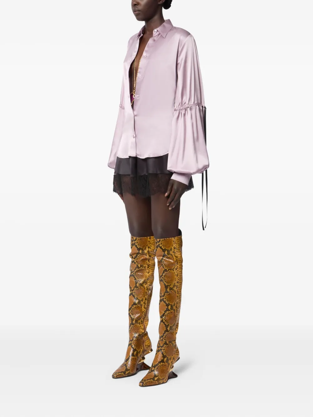 Nina Ricci Satijnen blouse met strik Roze