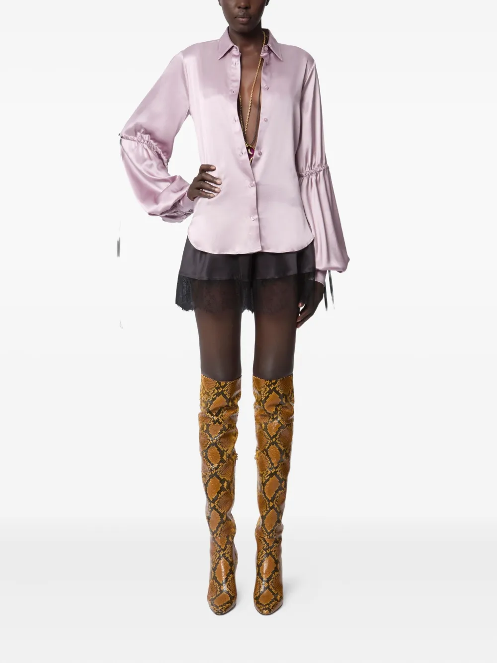 Nina Ricci Satijnen blouse met strik - Roze