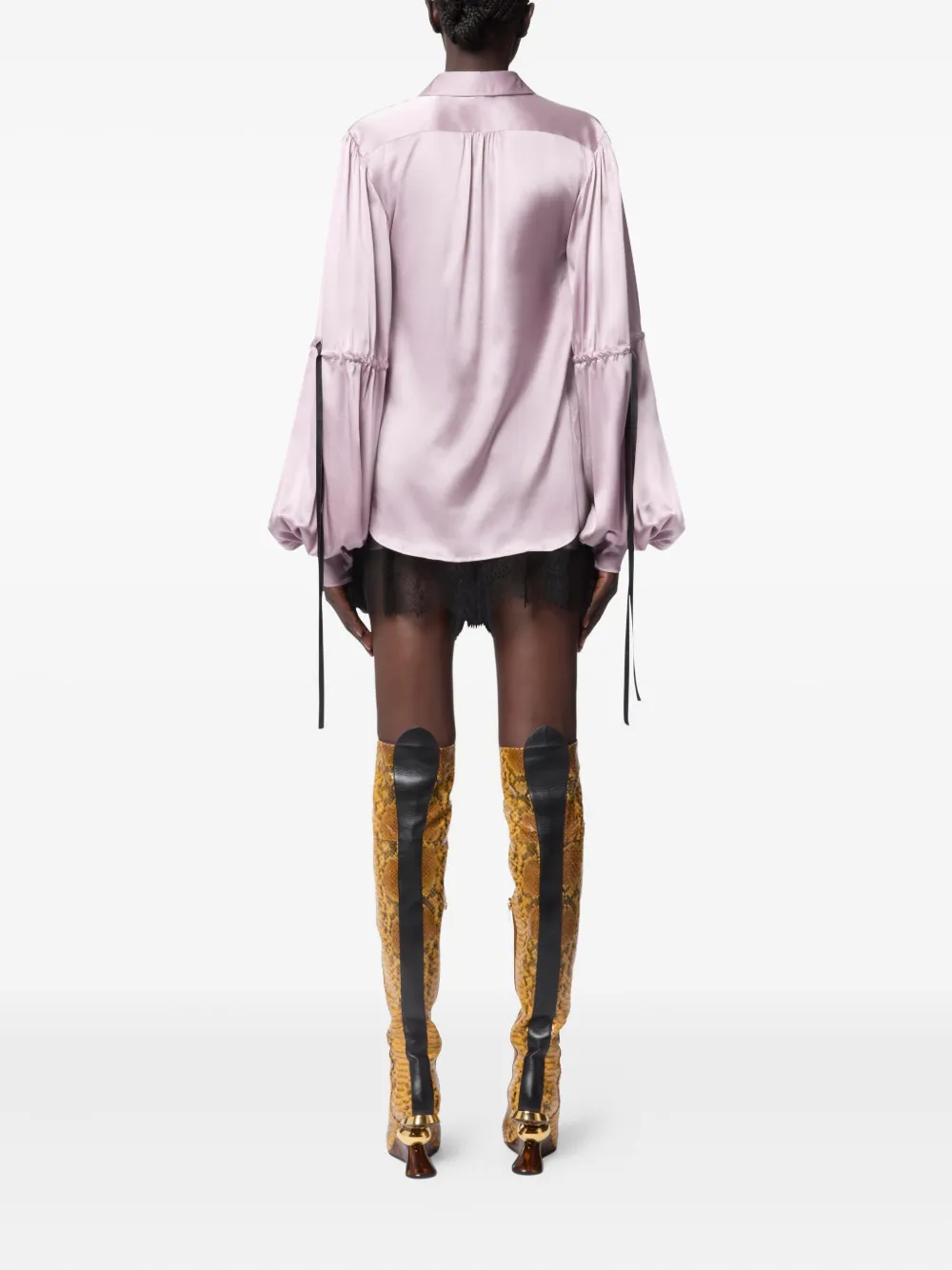 Nina Ricci Satijnen blouse met strik Roze