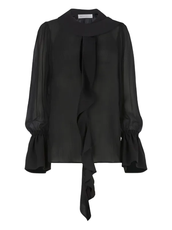 Nina Ricci Lavalliere Ruffled Shirt in Black