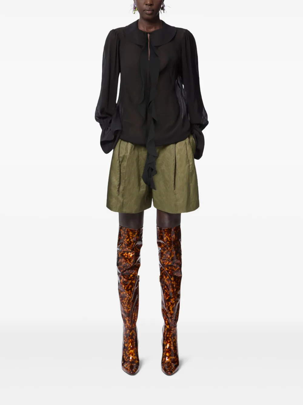 Nina Ricci Lavalliere blouse met ruches - Zwart