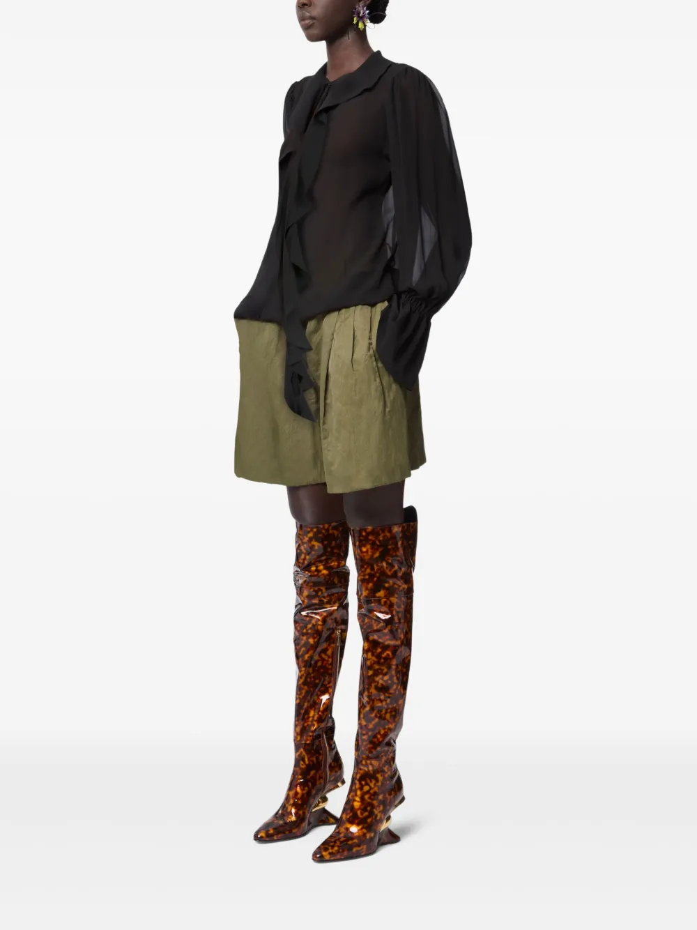 Nina Ricci Lavalliere blouse met ruches Zwart