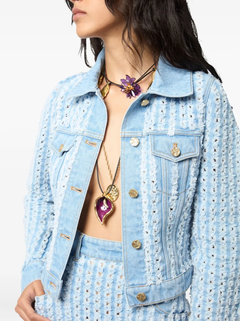 Nina Ricci Denim jack met knopen Blauw