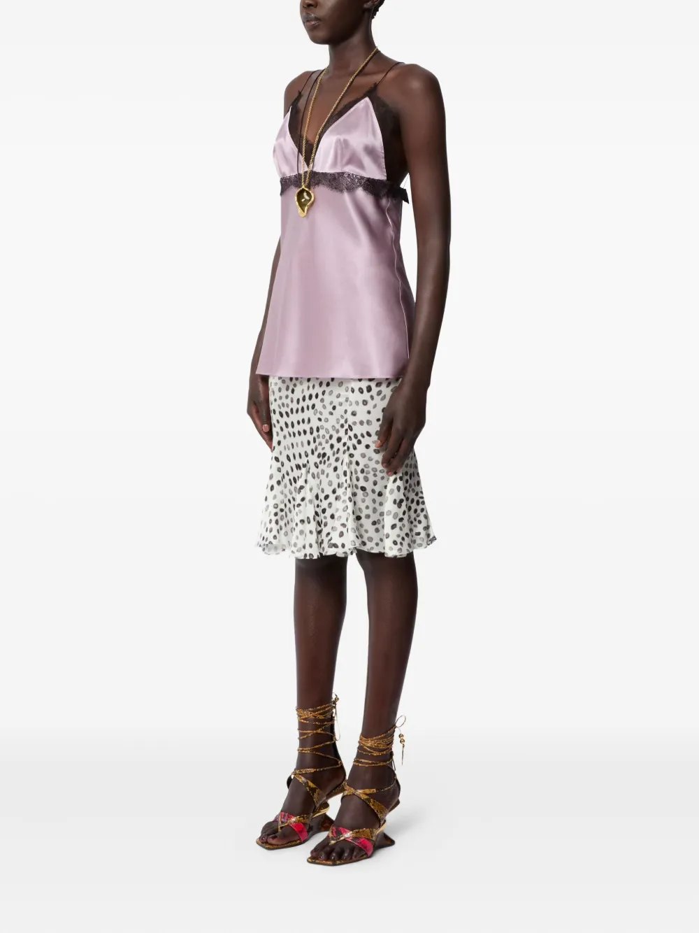 Nina Ricci Zijden top met V-hals en kant Roze