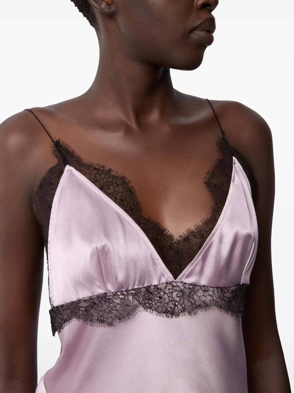 Nina Ricci Zijden top met V-hals en kant Roze