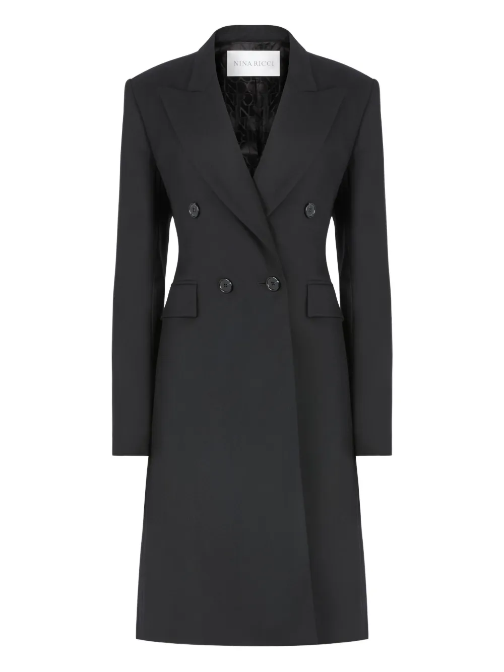 Nina Ricci Cappotto doppiopetto in gabardine - Nero