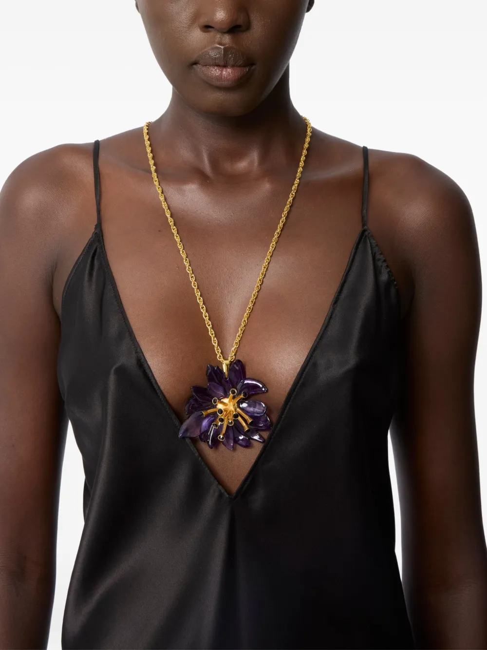 Nina Ricci Pistil Bloom halsketting met bloemenpatroon - Goud