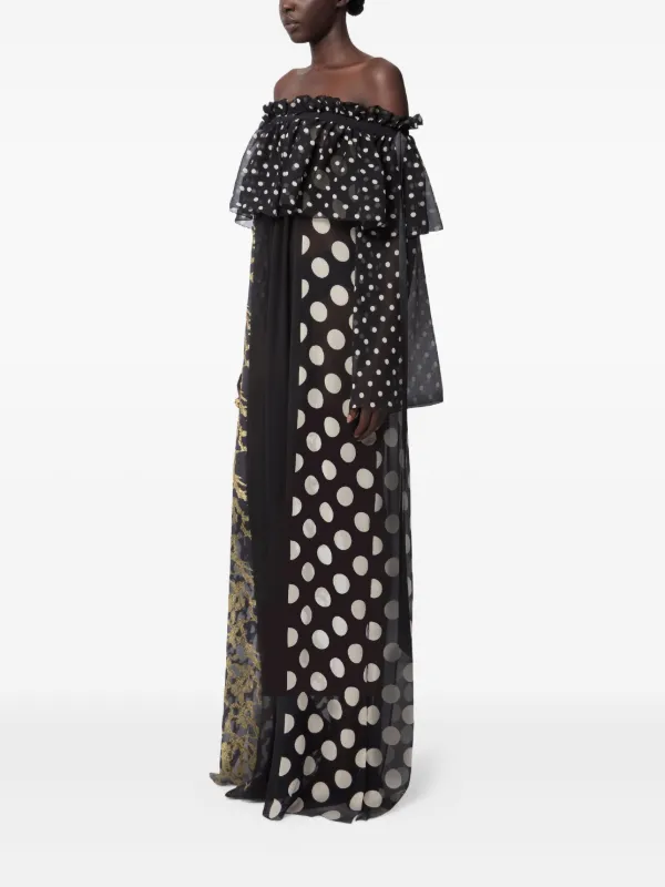 knee length dresses for ladies Contrast Polka Dot Mermaid Maxi Backless Dress