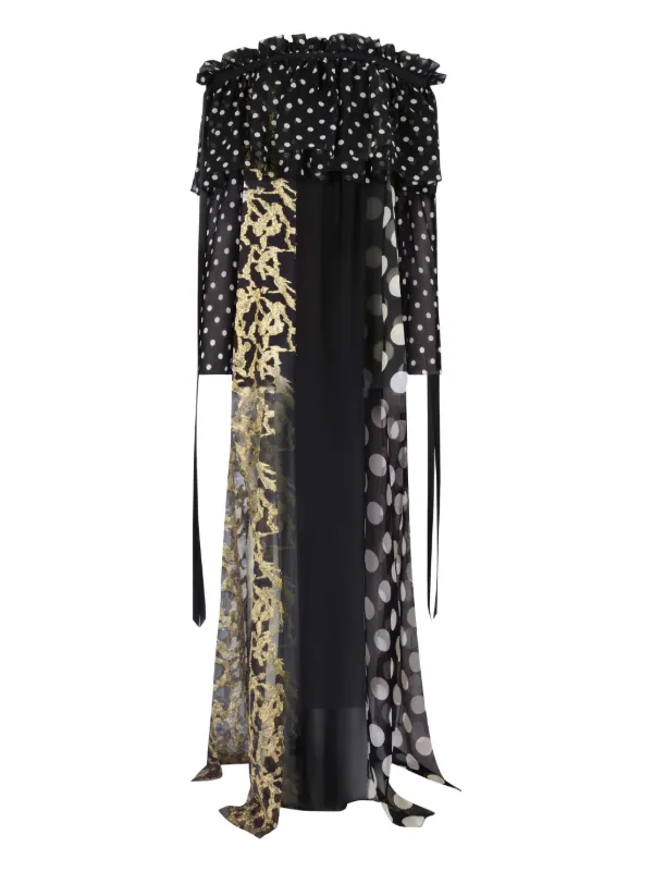 chinese dress ladies Contrast Polka Dot Mermaid Maxi Backless Dress