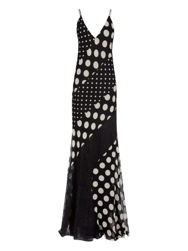 Nina Ricci Black Polka Dot Silk Maxi Dress | Fashion Clinic 36