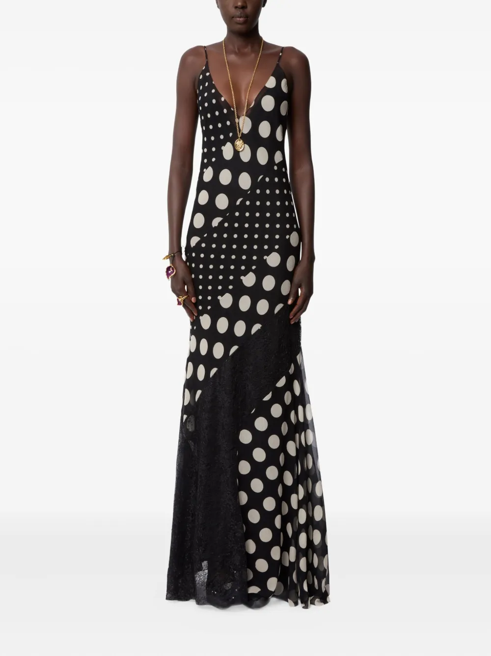 Nina Ricci Zijden maxi-jurk met stippen - Zwart