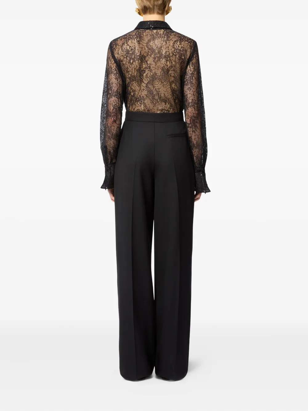 Nina Ricci Blouse verfraaid met pailletten en klokmanchetten Zwart