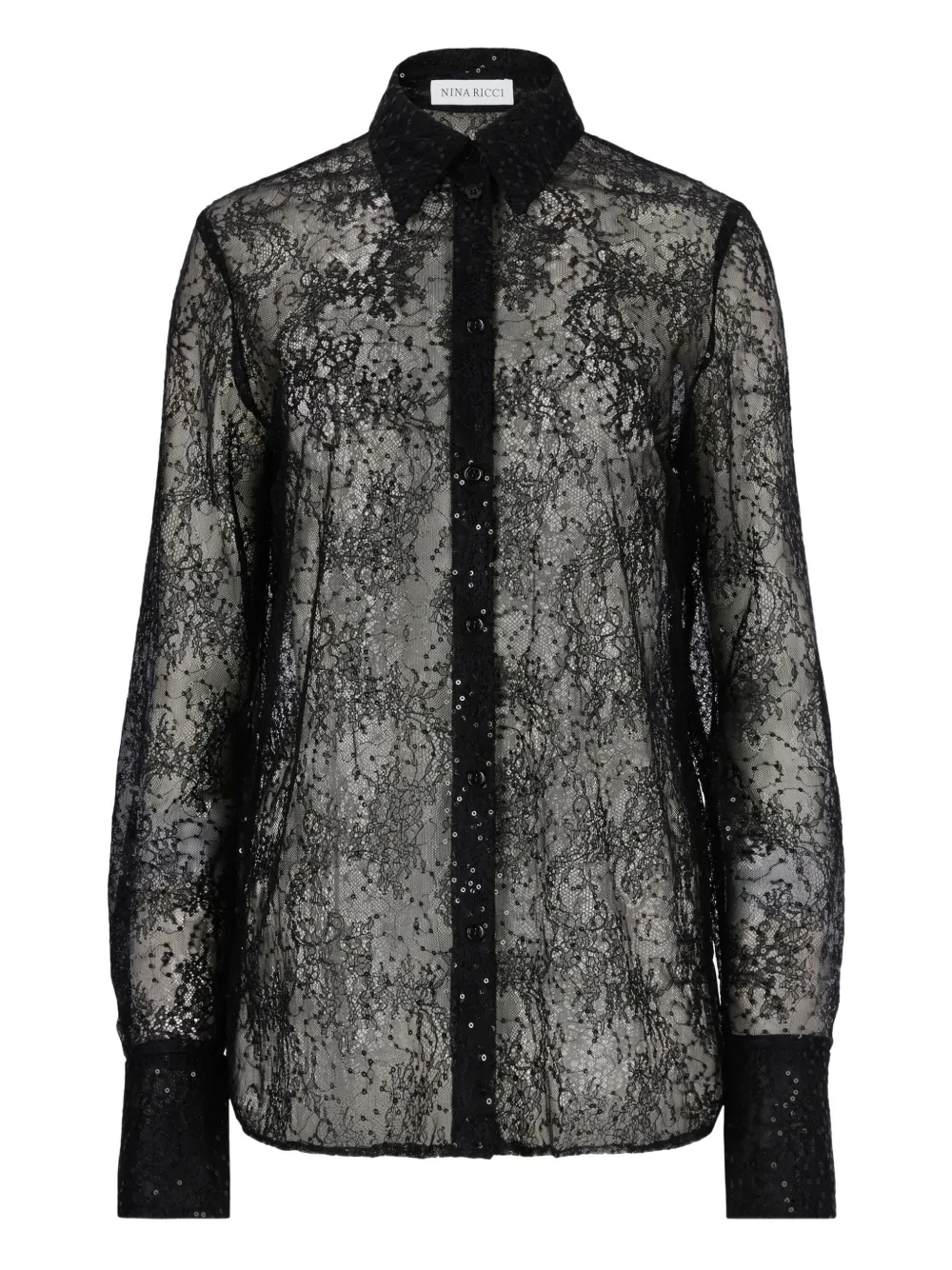 Nina Ricci sequin-embellished bell-cuffs shirt - Black