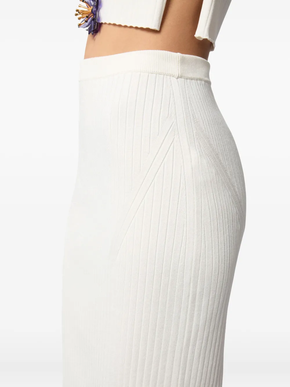 Nina Ricci Ribgebreide kokerrok Wit