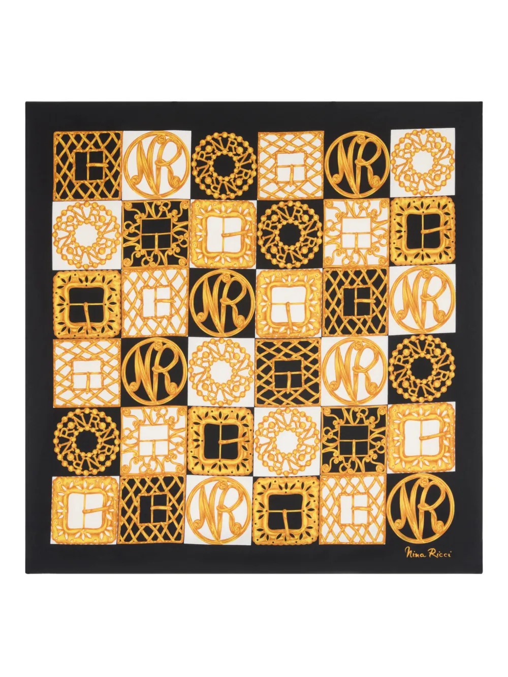 Nina Ricci Foulard in seta a quadri - Nero