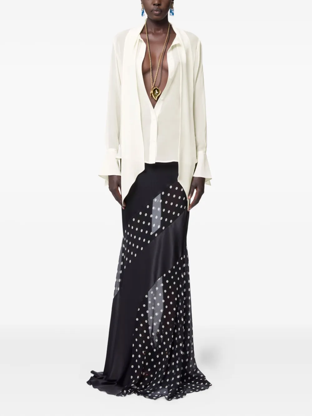 Nina Ricci Maxi-rok met stippen - Zwart