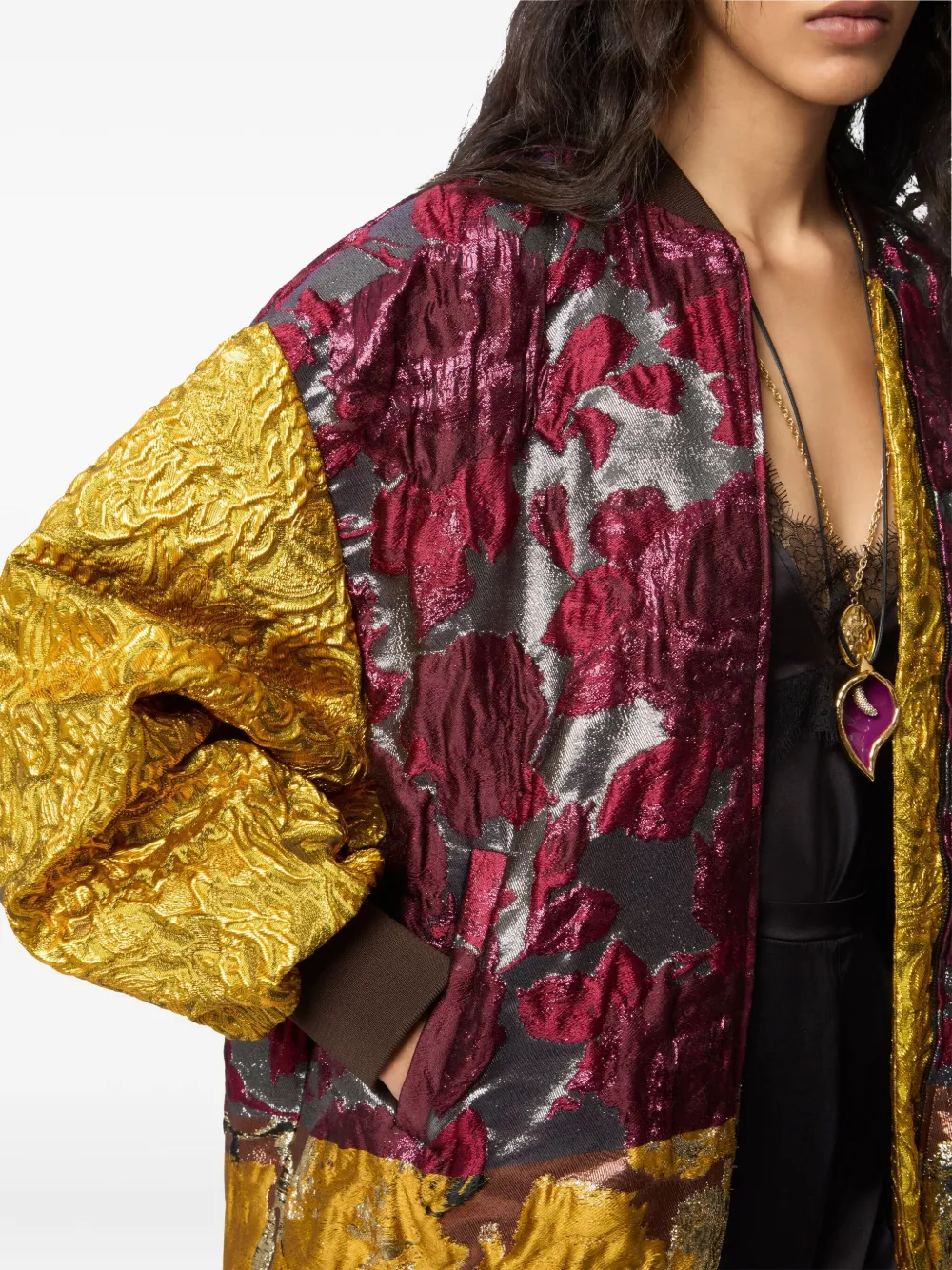 Nina Ricci Bomberjack met patchwork Rood